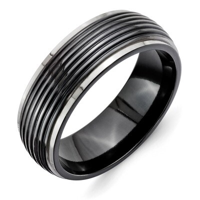 Black Ti Grooved Two-Tone 8mm Band Titanium TB391-10