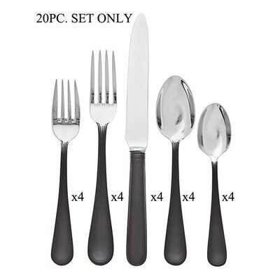 Ricci Ascot 20 Piece Flatware Set Black 18/10 Stainless Steel 9200, MPN: 9200,