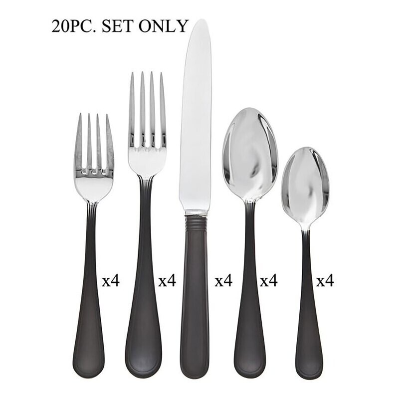 Ricci Ascot 20 Piece Flatware Set Black 18/10 Stainless Steel 9200