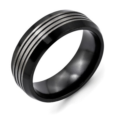 Black Ti 8mm Brushed &amp; Polished Beveled Edge Band Titanium TB279-10