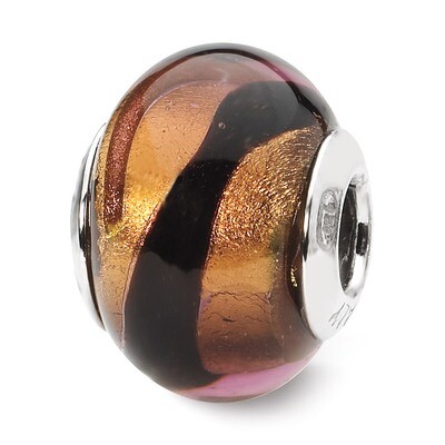 Copper Black Murano Bead - Sterling Silver QRS1762, MPN: QRS1762, 883957309668