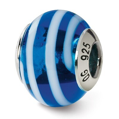 Blue White Murano Bead - Sterling Silver QRS1563, MPN: QRS1563, 883957306773