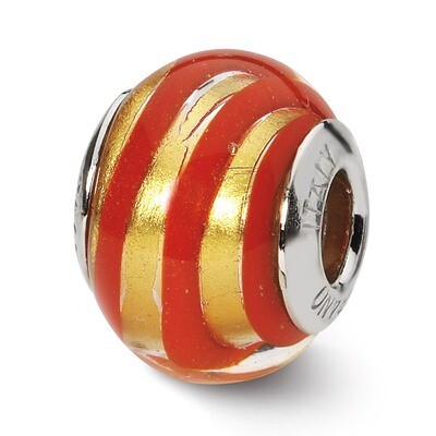 Gold Red Murano Bead - Sterling Silver QRS1771, MPN: QRS1771, 883957309750