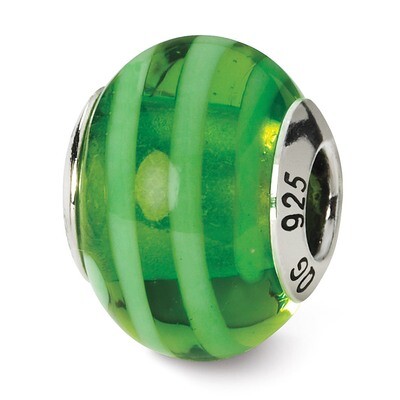 Green Murano Bead - Sterling Silver QRS1560, MPN: QRS1560, 883957306742