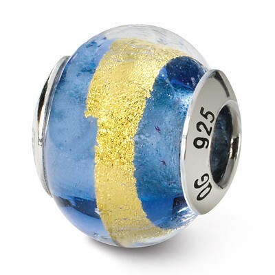 Blue Gold Murano Bead - Sterling Silver QRS1523, MPN: QRS1523, 883957306384