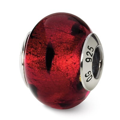 Red Black Murano Bead - Sterling Silver QRS1511, MPN: QRS1511, 883957306261