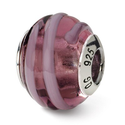 Purple Pink Murano Bead - Sterling Silver QRS1561, MPN: QRS1561, 883957306759