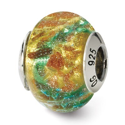 Yellow with Blue Gold Murano Bead - Sterling Silver QRS1548, MPN: QRS1548, 883957306636