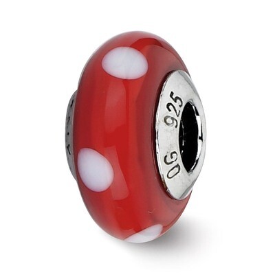 Red with White Dots Murano Bead - Sterling Silver QRS2232, MPN: QRS2232, 883957513232