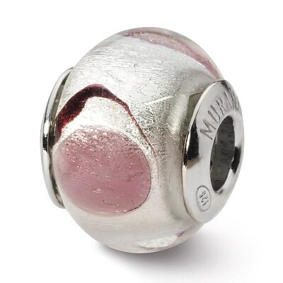 White Lavender Blck Murano Bead - Sterling Silver QRS1742, MPN: QRS1742, 883957309460