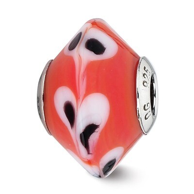 Red with Dots Murano Glass Bead - Sterling Silver QRS2245, MPN: QRS2245, 883957513362