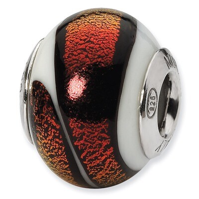 White Red Murano Bead - Sterling Silver QRS1770, MPN: QRS1770, 883957309743