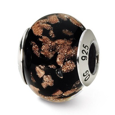 Black Gold Murano Bead - Sterling Silver QRS1553, MPN: QRS1553, 883957306681