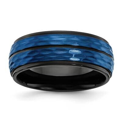 Black Blue Ip-Plated 8.00mm Band Stainless Steel Brushed and Polished SR675-10, MPN: SR675, 1911018…
