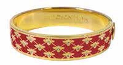 Halcyon Days 13mm Bee Sparkle Trellis Red Gold Hinged Bangle Bracelet HBBES0613G, MPN: HBBES0613G,