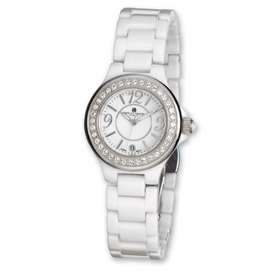 Charles Hubert White Ceramic Crystal Bezel Watch Ladies XWA3250, MPN: XWA3250, 811233018812