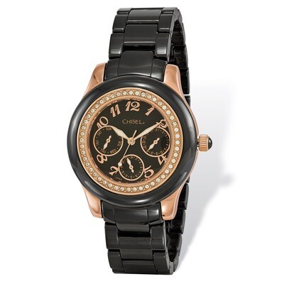 Chisel Rose IP-plated Black Dial Watch Ladies TPW115, MPN: TPW115, 886774553221