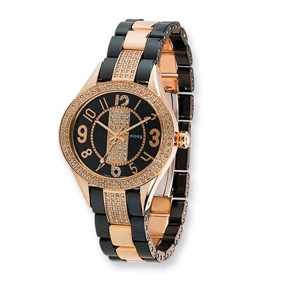 Moog Exquisite Rose IP-plated Black Ceramic Watch - Fashionista, MPN: XWA4146,