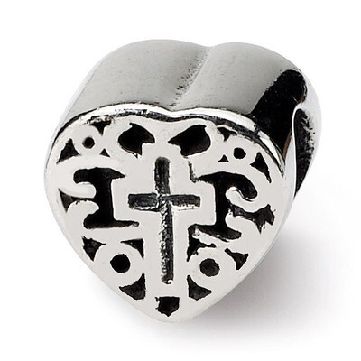 Heart with Cross and Scroll Bead - Sterling Silver QRS1631, MPN: QRS1631, 883957308272