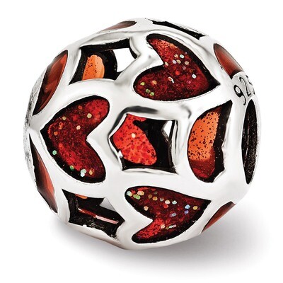 Red Heart Enameled Bead - Sterling Silver QRS3565, MPN: QRS3565, 886774963570