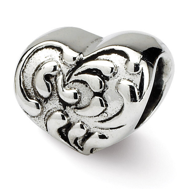 Scroll Heart Bead - Sterling Silver QRS197, MPN: QRS197, 883957720388