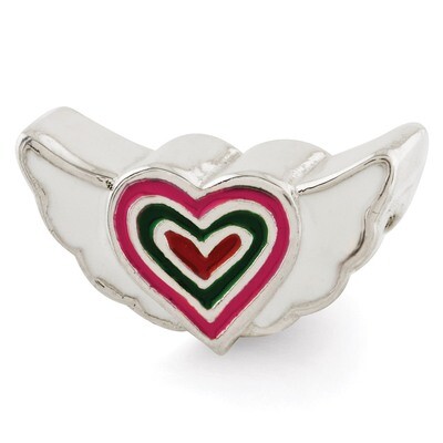 Enameled Heart with Wings Bead - Sterling Silver QRS2937, MPN: QRS2937, 883957516646