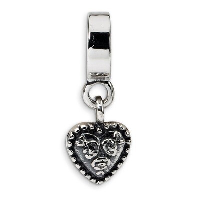 Heart Dangle Bead - Sterling Silver QRS1381, MPN: QRS1381, 883957303413