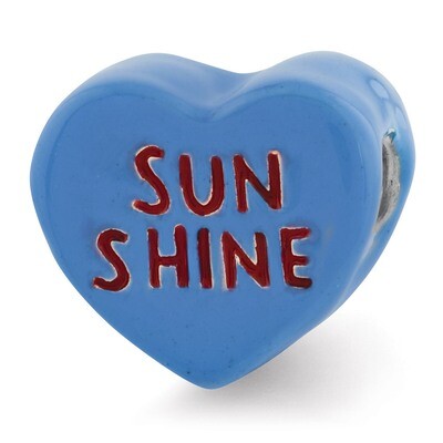 Sun Shine Enameled Heart Bead - Sterling Silver QRS2928, MPN: QRS2928, 883957492179