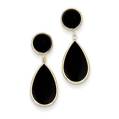 Onyx Teardrop Dangle Post Earrings 14k Gold XY817, MPN: XY817, 886774134192