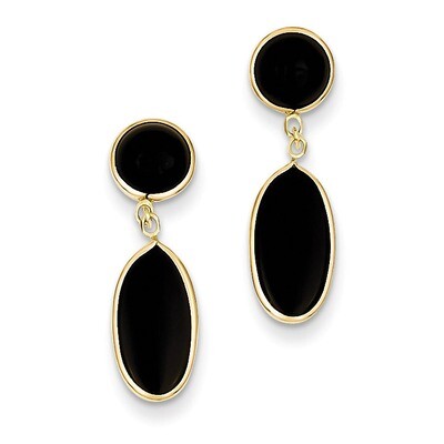 Onyx Oval Dangle Post Earrings 14k Gold XY814, MPN: XY814, 886774134178
