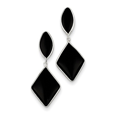 Onyx Dangle Post Earrings 14k White Gold XY818, MPN: XY818, 886774134208