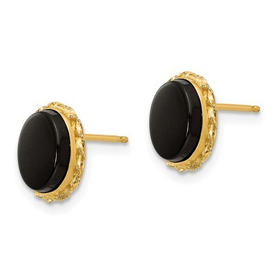 Bezel Onyx Earrings - 14k Gold SE820 by Madi K, MPN: SE820, 191101703287