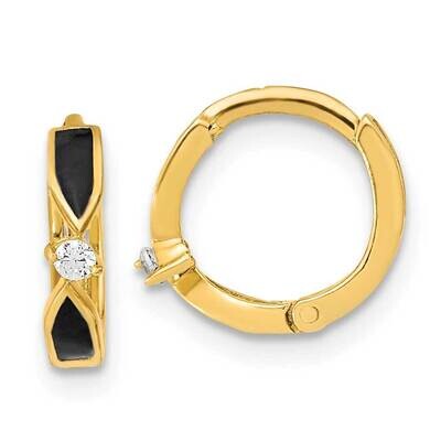 Black Onyx Hoop Earrings 14k Gold Polished XY1261, MPN: XY1261, 191101799839