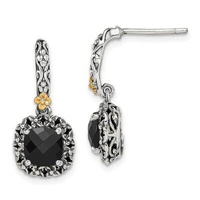 Onyx Earrings Sterling Silver with 14k Gold Polished QTC1544, MPN: QTC1544, 883957337852