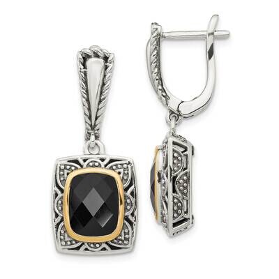 Onyx Earrings Sterling Silver with 14k Gold Polished QTC1550, MPN: QTC1550, 883957231464