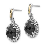 Onyx Post Dangle Earrings Sterling Silver &amp; 14k Gold Antiqued QTC1013, MPN: QTC1013, 191101386930