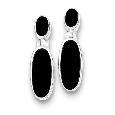 Onyx Double Drop Earrings Sterling Silver QE1079, MPN: QE1079, 191101187520