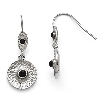Polished and Textured Black Onyx Circle Earrings - Stainless Steel SRE783 by Chisel, MPN: SRE783, 1…