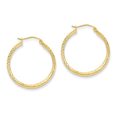 3.5x28mm Hollow Hoop Earrings 14k Gold Diamond-cut TC808, MPN: TC808, 886774731506