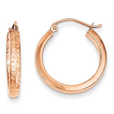 Diamond cut In and Out Hoop Earrings 14k Rose Gold TF435, MPN: TF435, 883957291338