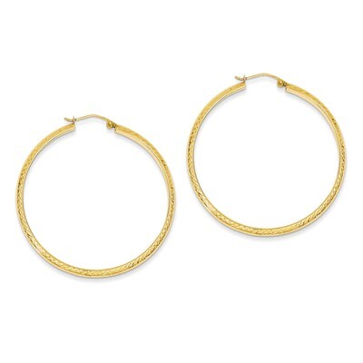 3.5x46mm Hollow Hoop Earrings 14k Gold Diamond-cut TC810, MPN: TC810, 886774731377