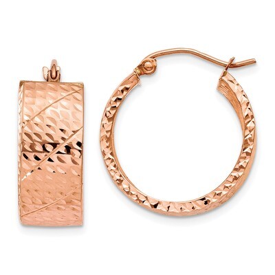 Diamond Cut Hoop Earrings 14k Rose Gold TF651, MPN: TF651, 191101453717