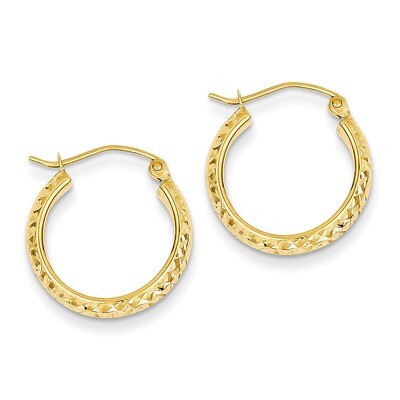 3.5x17mm Hollow Hoop Earrings 14k Gold Diamond-cut TC806, MPN: TC806, 886774731599