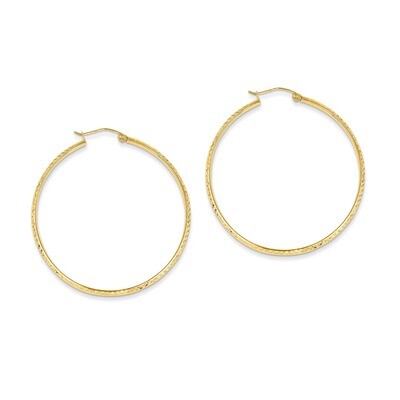 2.8x46mm Hollow Hoop Earrings 14k Gold Diamond-cut TC798, MPN: TC798, 886774731483