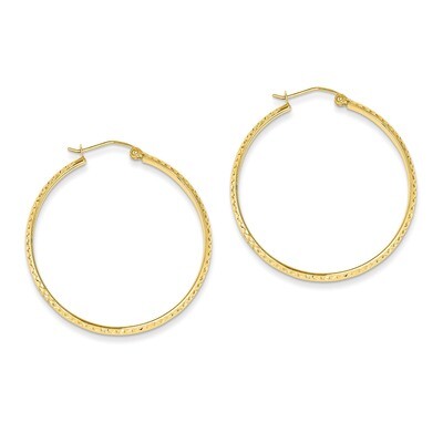 2.8x37mm Hollow Hoop Earrings 14k Gold Diamond-cut TC797, MPN: TC797, 886774731476