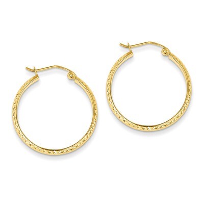 2.8x25mm Hollow Hoop Earrings 14k Gold Diamond-cut TC796, MPN: TC796, 886774562278