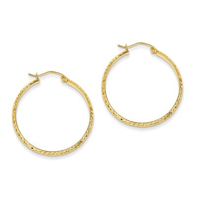 2.8x30mm Hollow Hoop Earrings 14k Gold Diamond-cut TC794, MPN: TC794, 886774731551