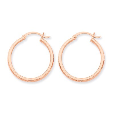 Diamond-cut Polished Hoop Earrings 14k Rose Gold TE519, MPN: TE519, 883957290836