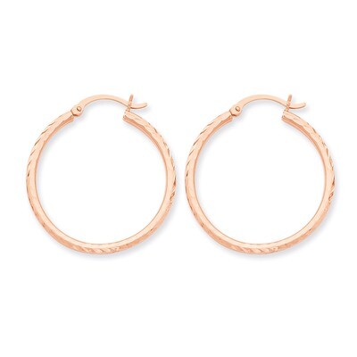 Diamond-cut Polished Hoop Earrings 14k Rose Gold TE518, MPN: TE518, 883957290829