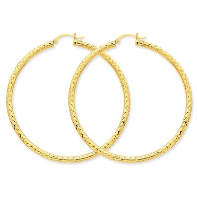 3mm Round Hoop Earrings 14k Gold Diamond-cut TC273, MPN: TC273, 883957289489